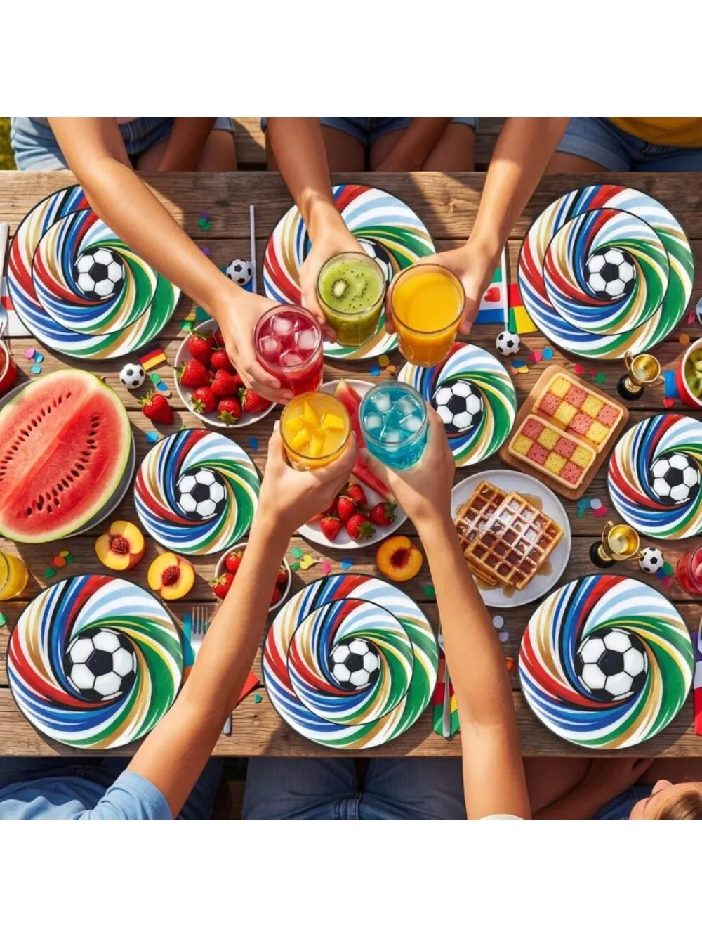 60 Pcs Heavy Duty Soccer Party Plates - Disposable Dinner & Dessert Plates for
